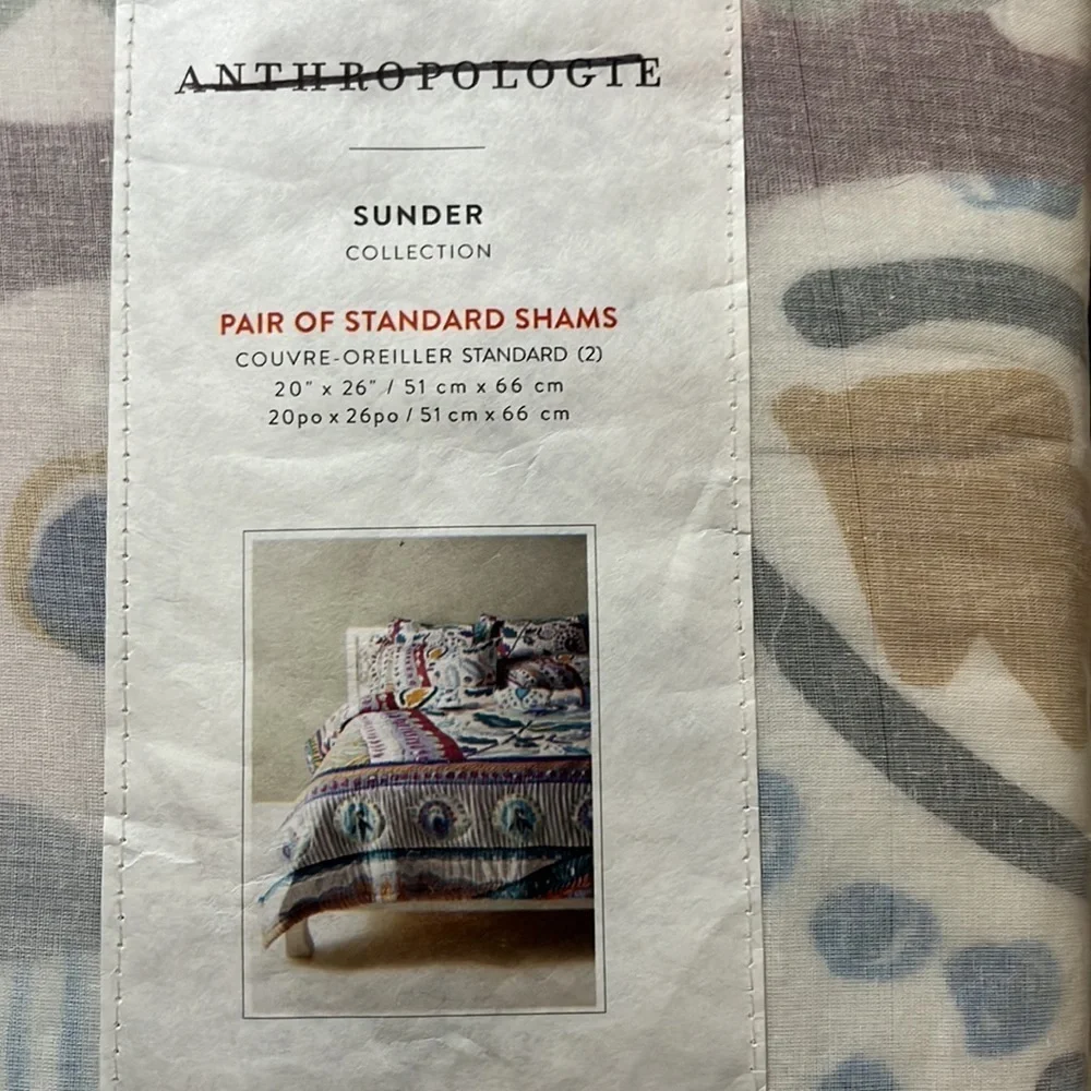 Anthropologie Sunder Standard Sham Set NWT